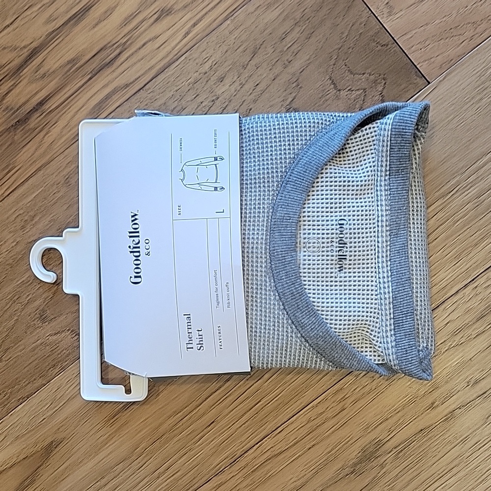 NWT Goodfellow & Co Light Grey Waffle Thermal Shirt - Size Large